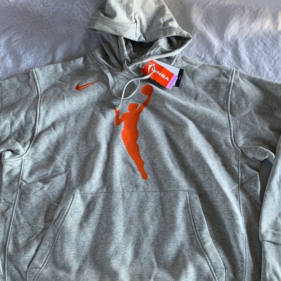 Nike Light Gray Hoodie with Bright Orange Graphic - Picture 11 of 14